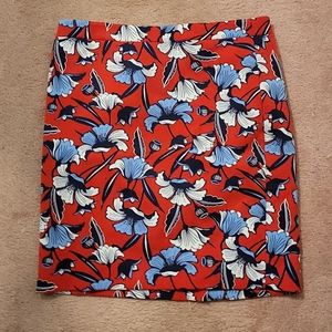 Red Floral Pencil Skirt